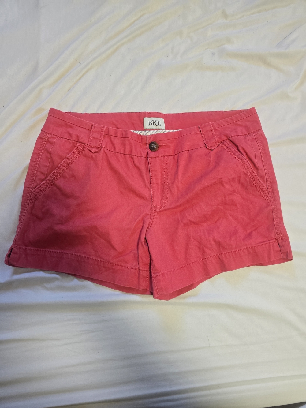 BKE Mollie Coral Pink Chino Shorts Size 31 Summer Casual